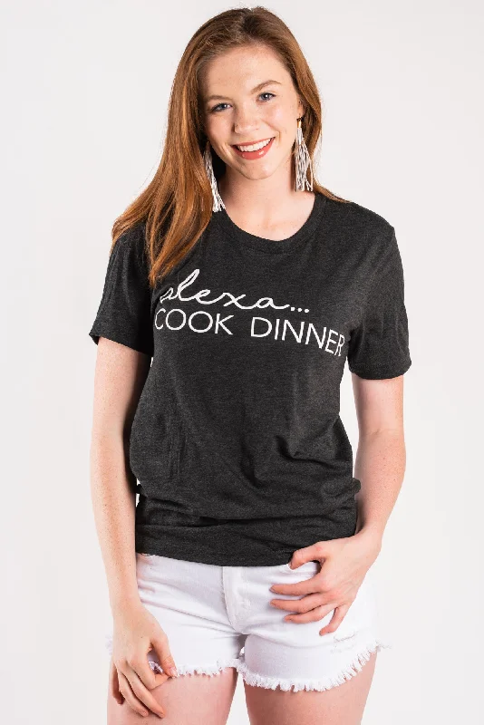 Alexa cook dinner unisex short sleeve t-shirt charcoal Plaid T-Shirt Polka Dot Checkered