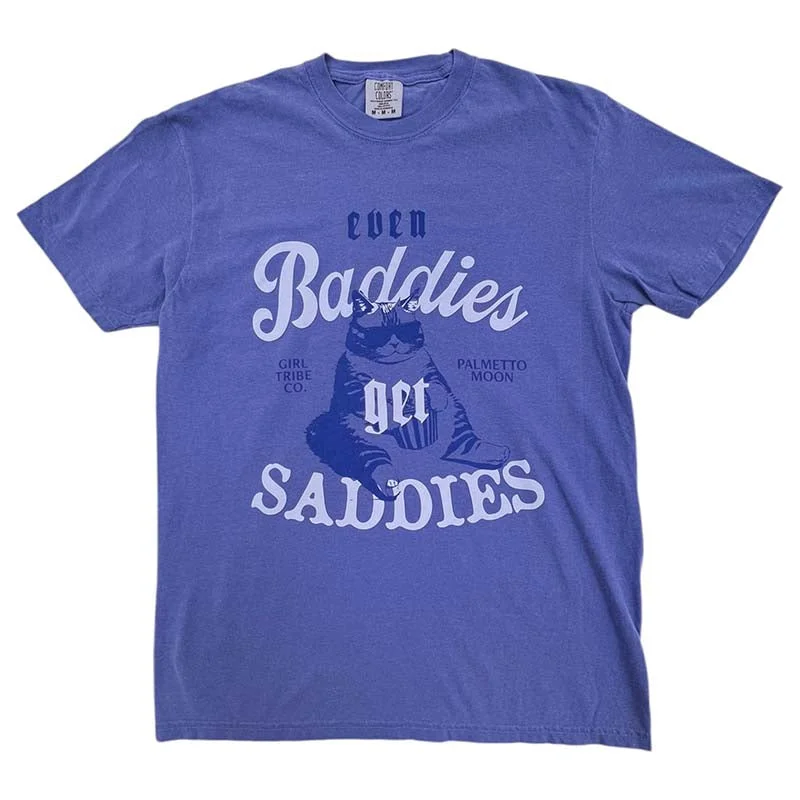 Baddies Get Saddies Short Sleeve T-Shirt Collared Crew Neck Turtle Neck