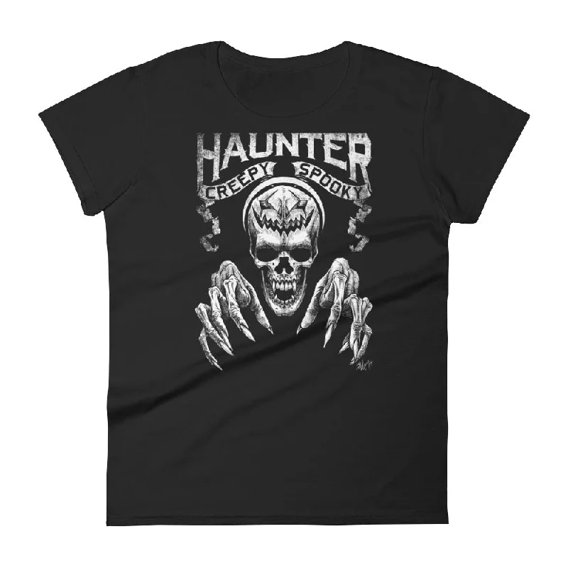 HAUNTER Women's short sleeve t-shirt Zippered Buttoned Snapped