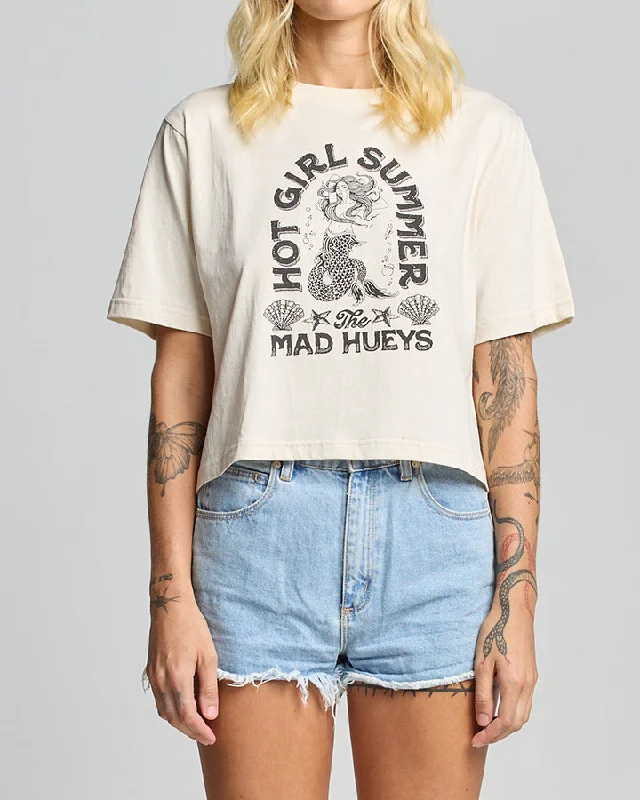 The Mad Hueys HOT GIRL SUMMER | WOMENS BOXY SS TEE Mesh Blend Leather Blend Suede Blend