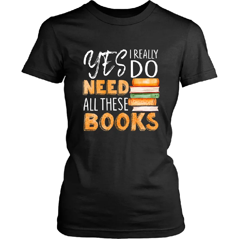 "I Really Do Need All These Books" Women's Fitted T-shirt Real Fur Shearling Chenille