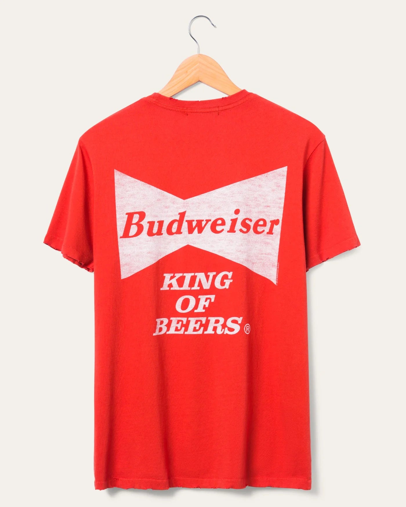 Junk Food Budweiser King of Beers Vintage Tee - WASHED RED Polka Dot Checkered Tartan