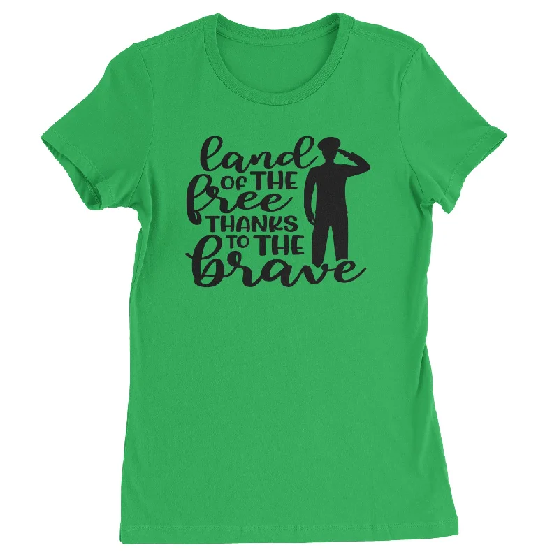 Land Of The Free Thanks To The Brave Veterans Womens T-shirt Lace Blend Ribbed Blend Corduroy Blend