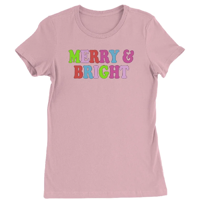 Merry and Bright Festive Christmas Holiday  Womens T-shirt Fitted T-Shirt Seamless Stretchy