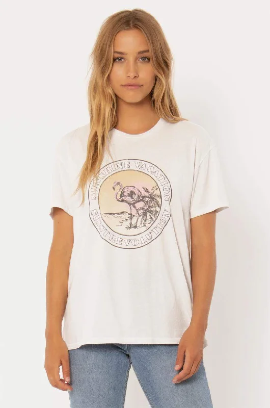 Sisstrevolution Sunshine Vacay tee shirt - white Cashmere Blend Cotton Blend Poly Blend