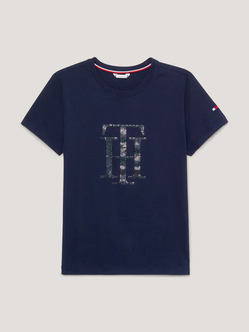 T-SHIRT  TOMMY MANHATTAN  AVEC STRASS V-Neck T-Shirt Long Sleeve Cotton