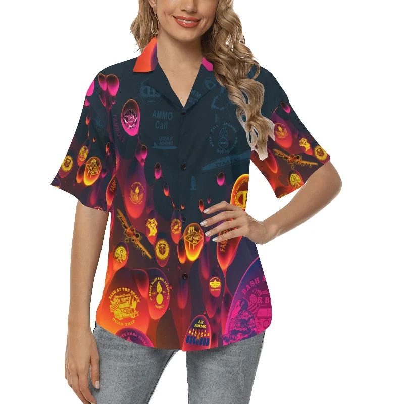 Universal USAF AMMO Call Bash Reunion Get Together Lava Lamp Veterans Association Logos Womens Version Event Hawaiian Shirt Striped Floral Plaid