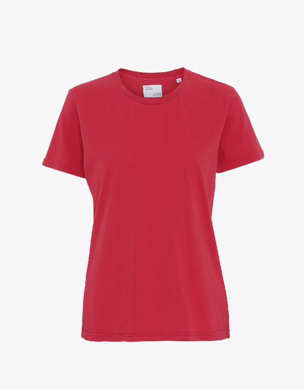 Women Light Organic Tee - Scarlet Red Rayon Velvet Corduroy