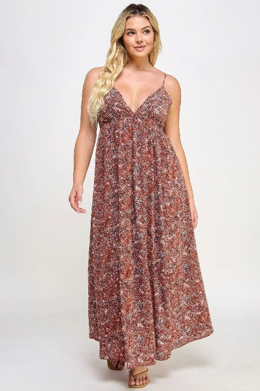 Floral Maxi Dress With Tie Back Cozy Knitted Maxi Dress