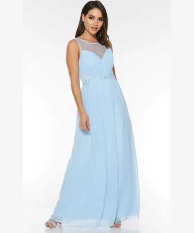 Chiffon Embellished High Neck Maxi Dress Comfortable T-Shirt Maxi Dress