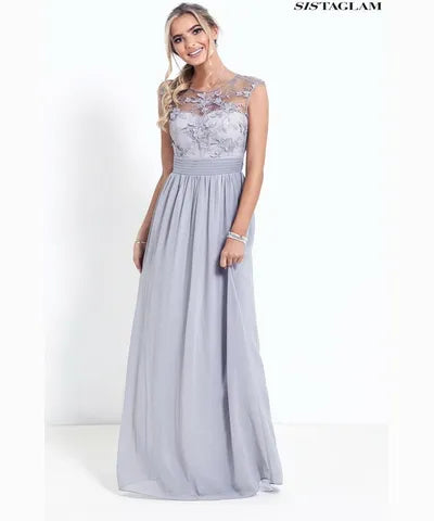 Embellished Maxi Dress Grey Fashionable Button-Down Maxi Dress