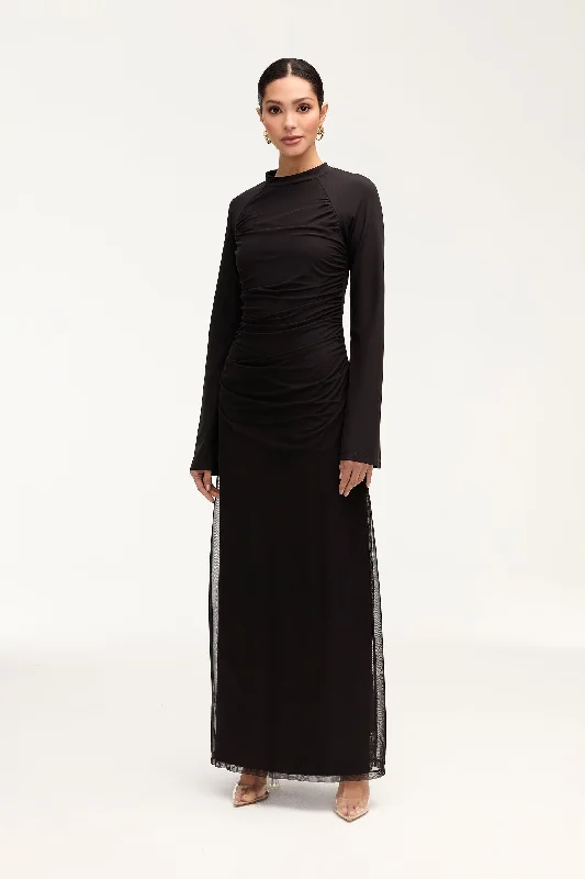 Emilia Rouched Maxi Dress - Black Classic Strapless Maxi Dress