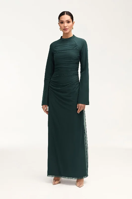 Emilia Rouched Maxi Dress - Enchanted Forest Fashionable Asymmetrical Maxi Dress