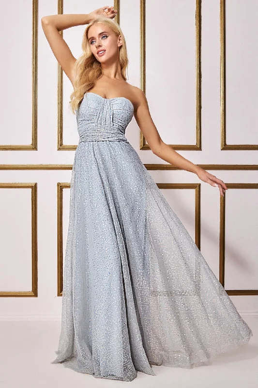 Goddiva Bandeau Sequin & Mesh Maxi Dress - Grey Elegant Velvet Maxi Dress