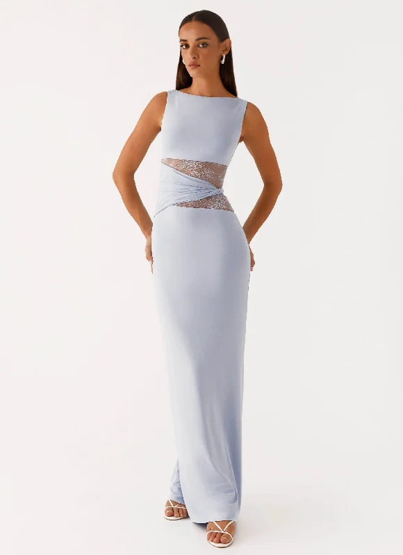 Karma Maxi Dress - Blue Cozy Longline Maxi Dress