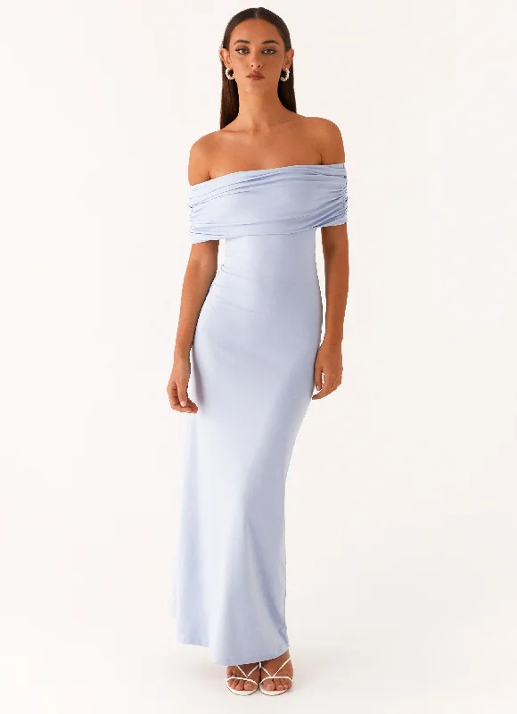 Normani Maxi Dress - Pale Blue Comfortable Maxi Dress with Sleeves