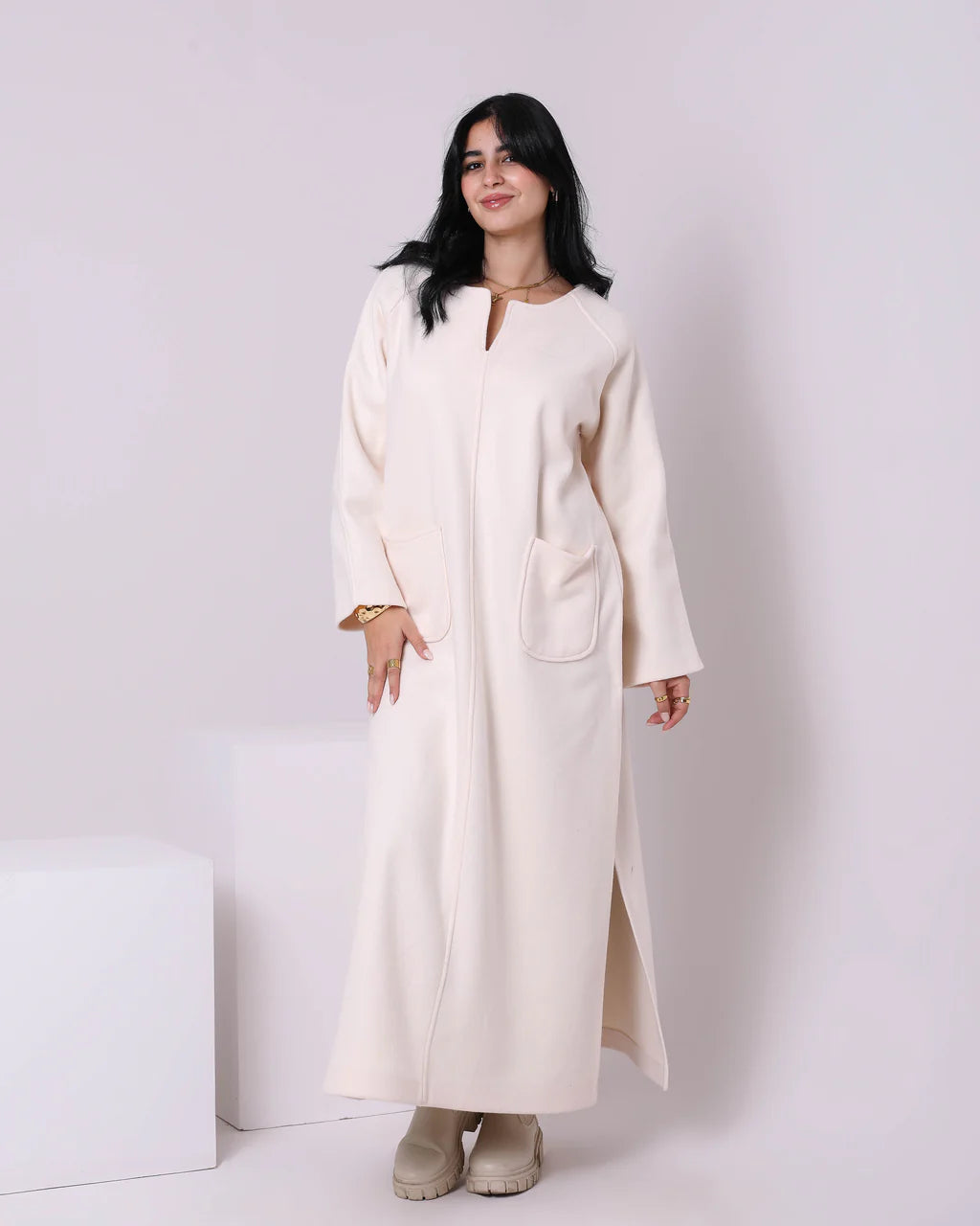 Polar Long Sleeve Maxi Dress (W715) - Just4Women Elegant Maxi Dress with Slit