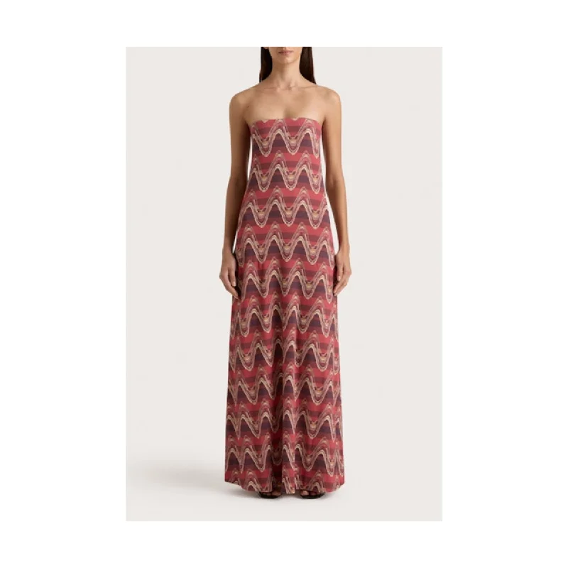 ELINA MAXI DRESS - RIPPLE WINE Elegant Maxi Dress with Drapes