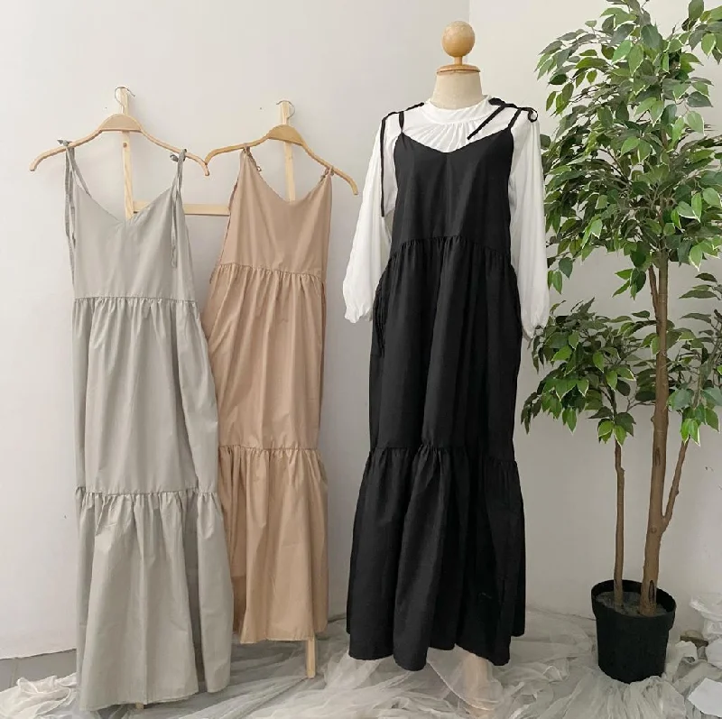 Self tie Spaghetti Maxi Dress Trendy V-Neck Maxi Dress