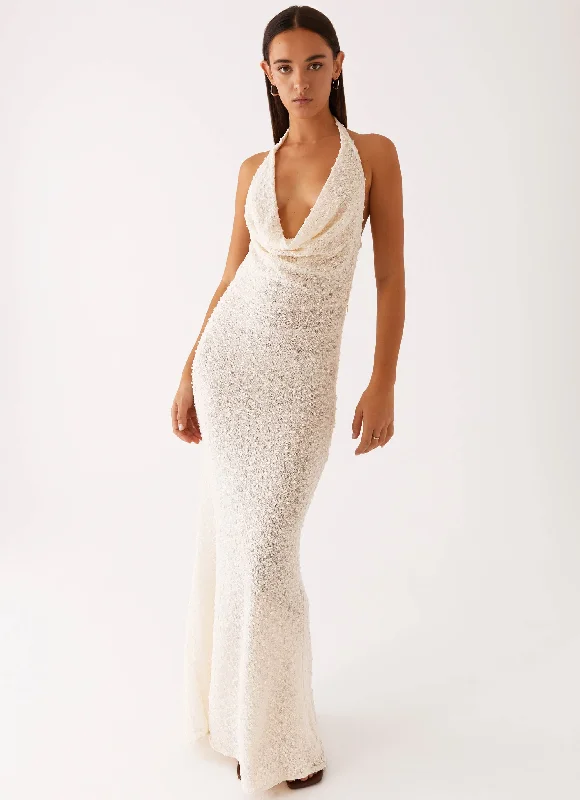 Serotonin Maxi Dress - Ivory Stylish Empire Waist Maxi Dress