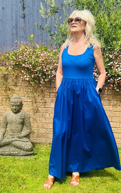 Venus Maxi Dress Royal Blue Cozy Knitted Maxi Dress