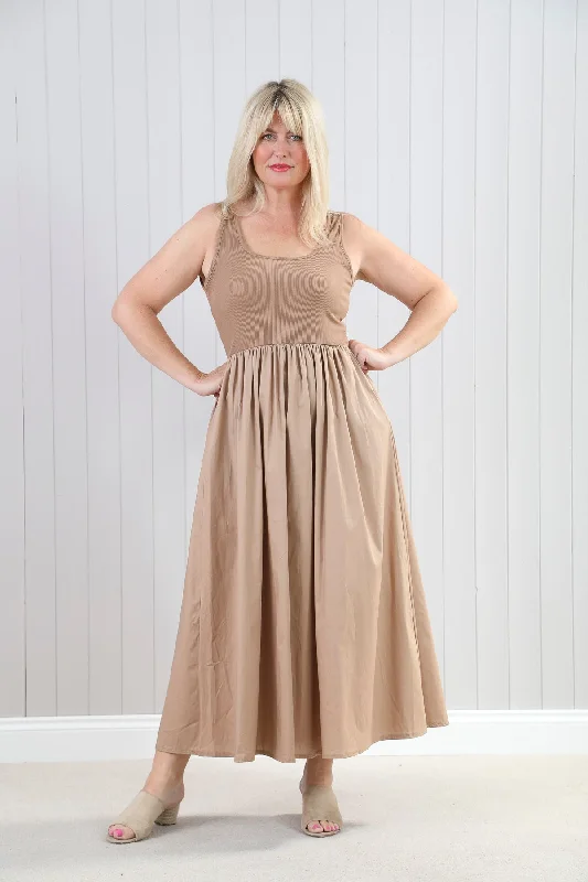 Venus Maxi Dress light Bronze Stylish Long Sleeve Maxi Dress