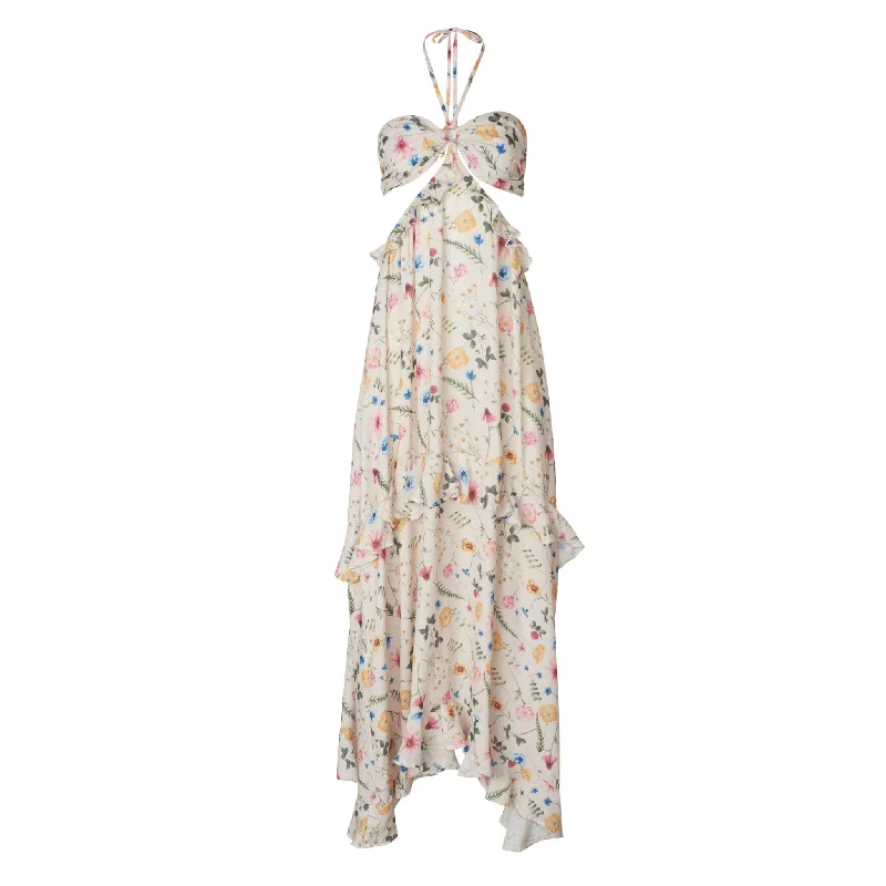 Victoria Floral Cut Out Ruffled Maxi Dress Chic Summer Floral Maxi Dress