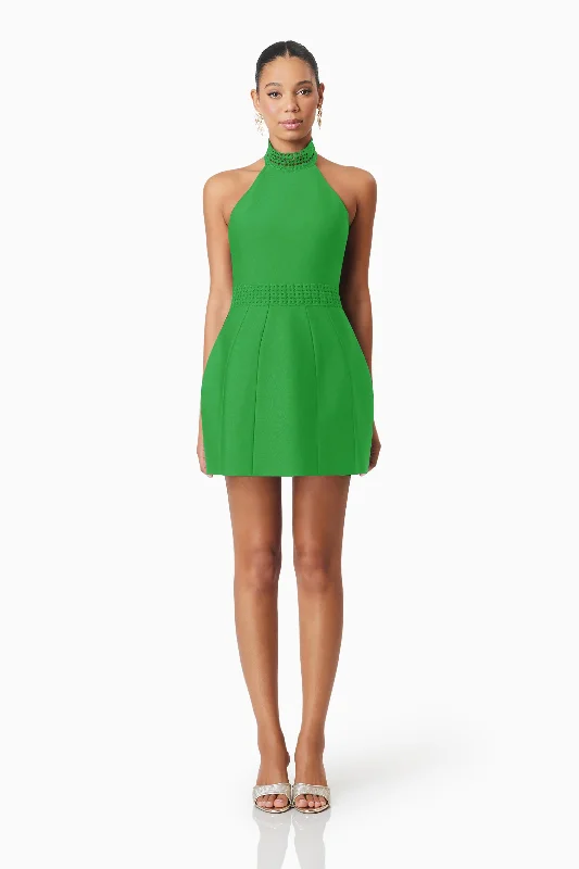 Elliatt Neoma Mini Dress - Kelly Green Casual Button-Up Mini Dress