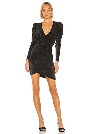 BLACK LUREX MINI DRESS Casual Button-Up Mini Dress