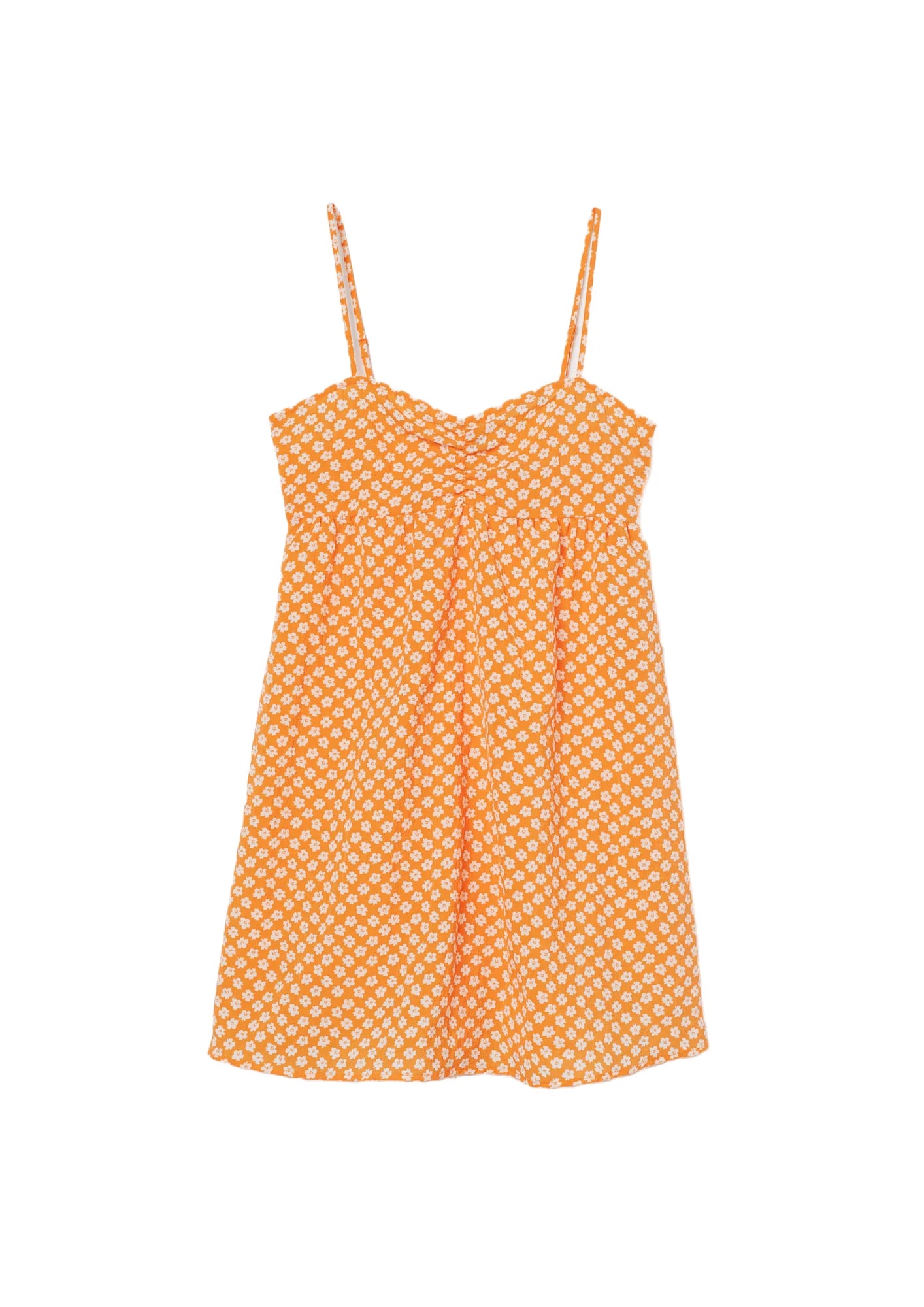 ORANGE FLORAL A-LINE MINI DRESS Cozy Cotton Mini Dress