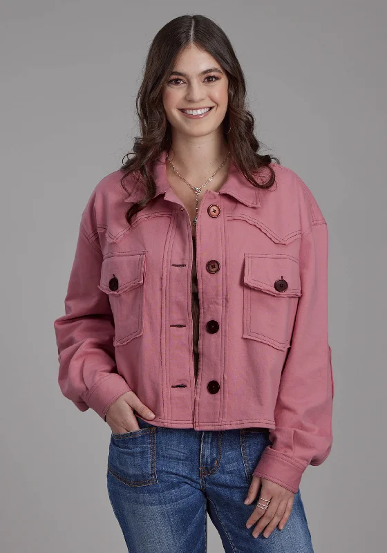 2272 DUSTY PINK FLEECE CROPPED JACKET Wool Jacket Cashmere Jacket Tweed Jacket