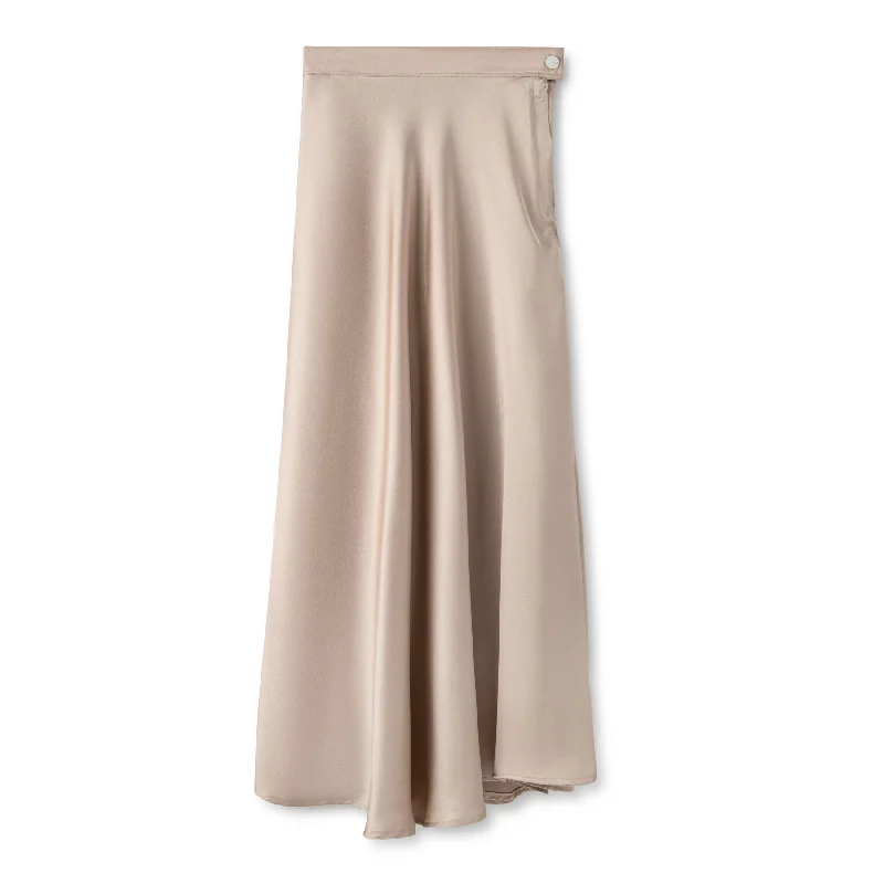 Signature Summer Silk Circle Midi Skirt IN: Beige wrap skirt elegant