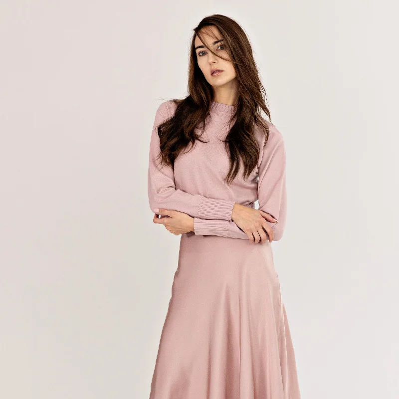 Signature Summer Silk Circle Midi Skirt IN: Pink velvet skirt luxurious