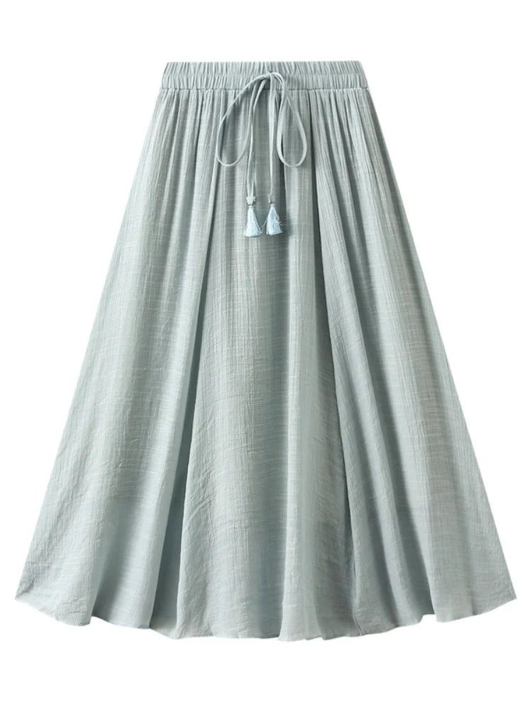 RETRO COTTON AND LINEN DOUBLE SKIRT velvet skirt luxury