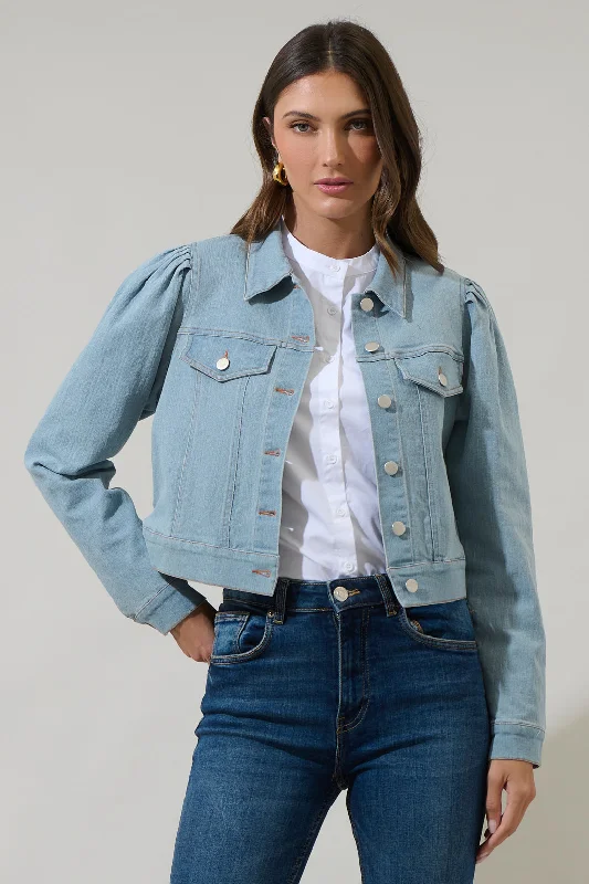 Ameya Conway Cropped Denim Jacket One-Shoulder Jacket Off-the-Shoulder Jacket Asymmetrical Jacket