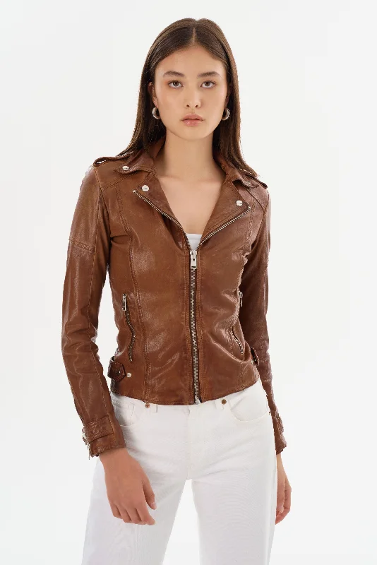 ANNA | Leather Biker Jacket Rayon Fabric Velvet Fabric Corduroy Fabric