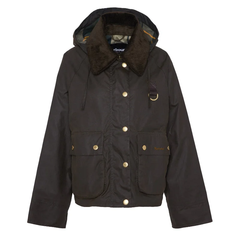 Barbour Reighton Wax Ladies Jacket - Olive/Ancient One-Shoulder Jacket Off-the-Shoulder Jacket Asymmetrical Jacket