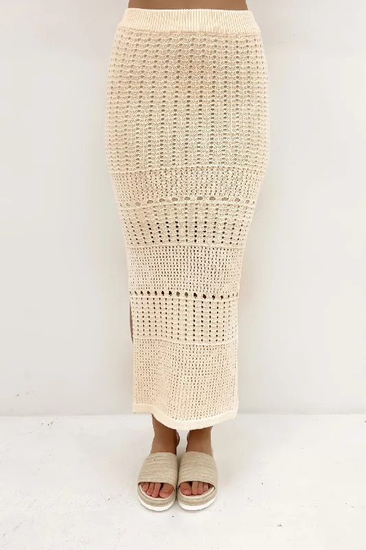 Baylor Crochet Maxi Skirt Cream boho skirt vibe