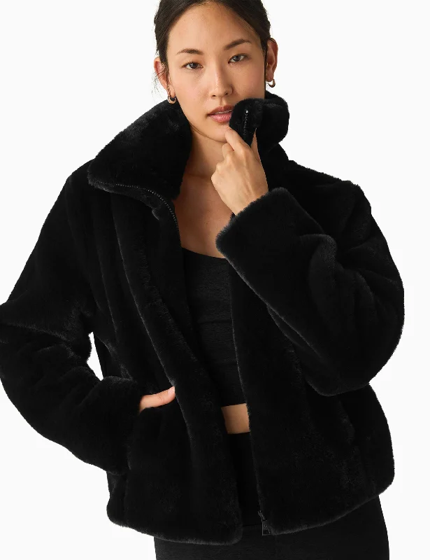 Faux Fur Jacket - Black Mesh Jacket Canvas Jacket Denim Jacket