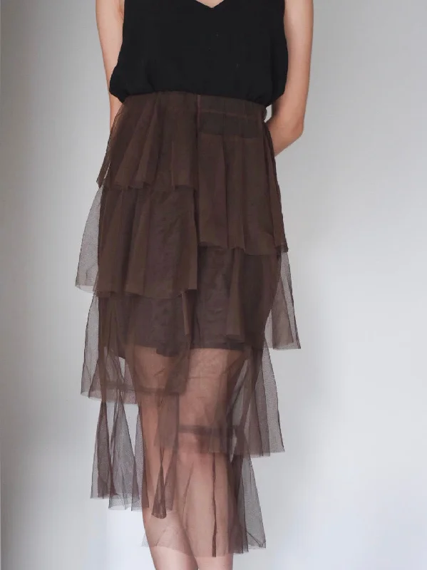 Ruffle Mesh Skirt leather skirt sleek