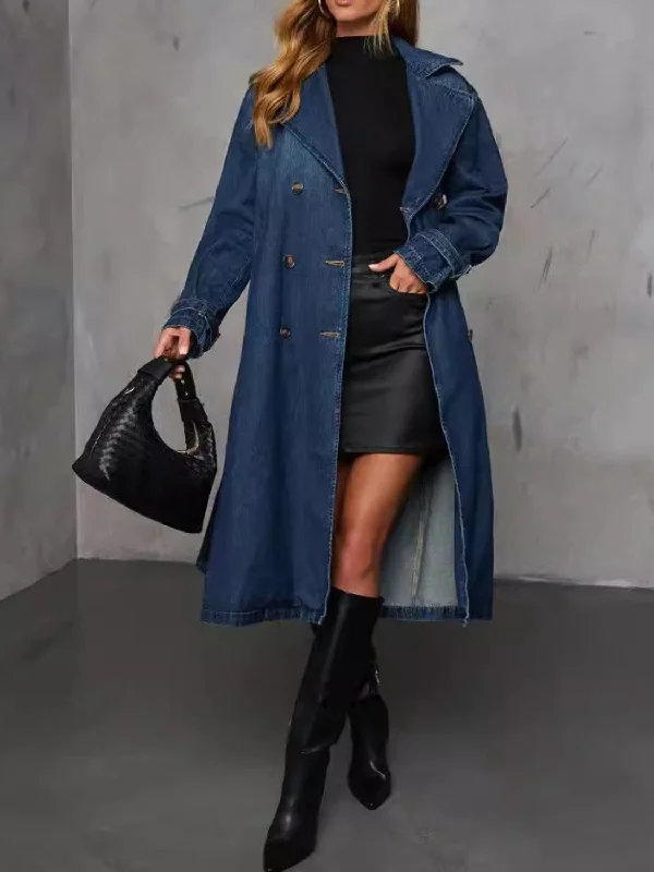 Button Up Long Sleeve Denim Duster Jacket Notch Collar Jacket Peter Pan Collar Jacket Cowl Neck Jacket