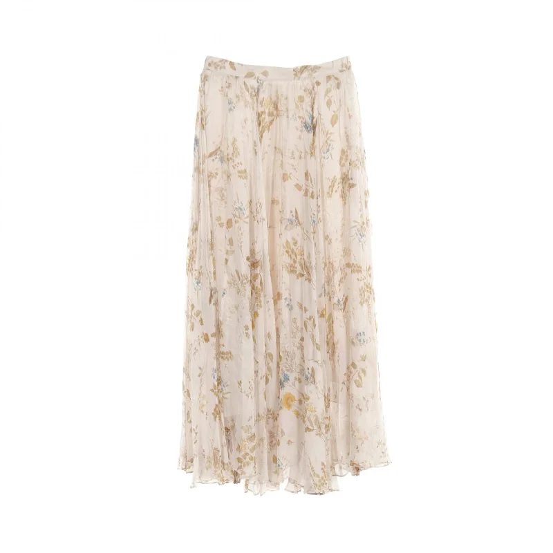 Celine Silk Skirt Beige Multicolor chiffon skirt floaty