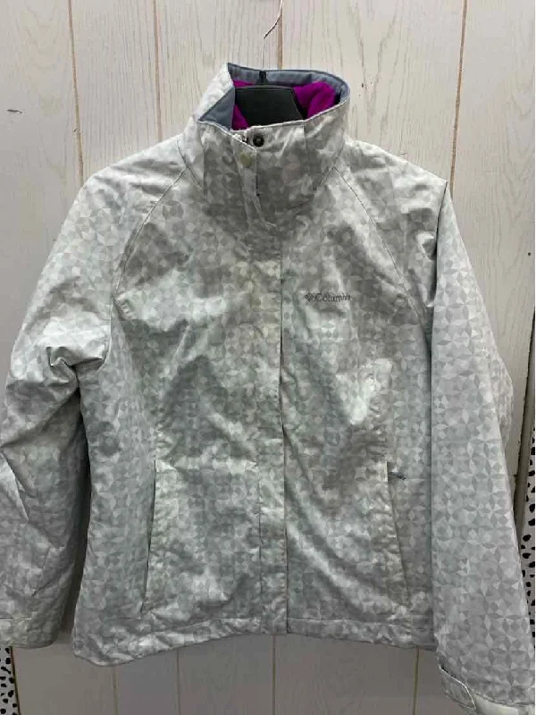 Columbia White Womens Size M Jacket (Outdoor) Boat Neck Shawl Collar Notched Collar