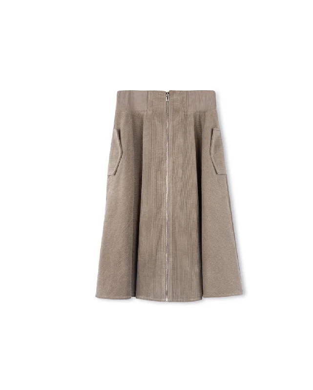 Corduroy Skirt With Knit Waist And Zipper corduroy skirt comfortable