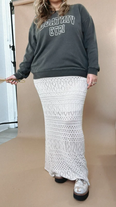 Crochet Midi Skirt, Taupe lace skirt romantic