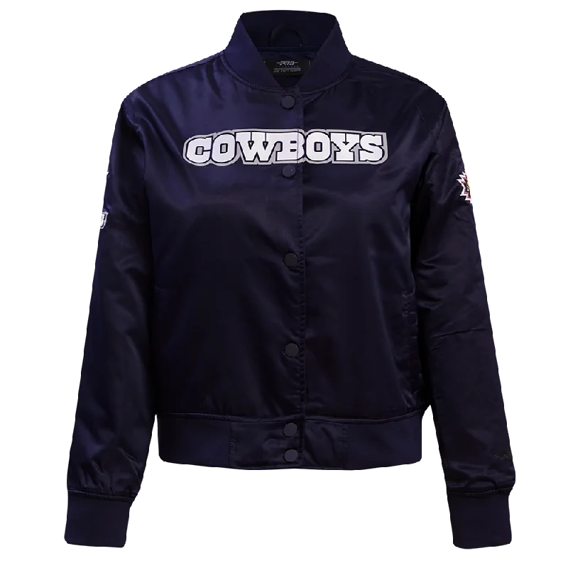 NFL DALLAS COWBOYS CLASSIC WOMEN'S SATIN JACKET (MIDNIGHT NAVY) Mesh Jacket Canvas Jacket Denim Jacket