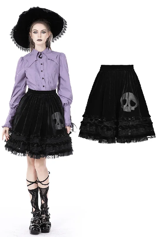 Gothic lolita witch skull velvet skirt KW260 cashmere skirt fine