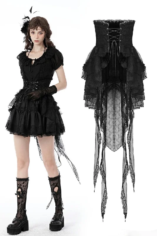 Gothic luxe lace tail high low tunic skirt KW242 lightweight skirt design