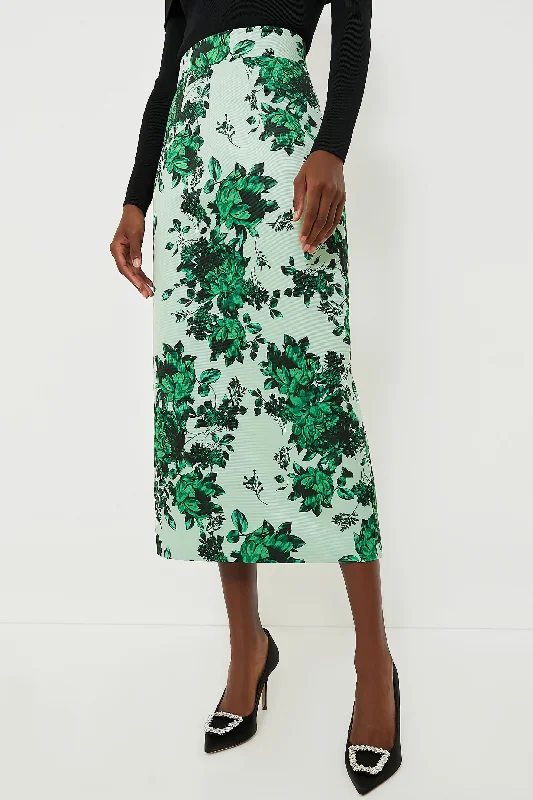 Green Festive Bouquet Lorinda Skirt slim fit skirt