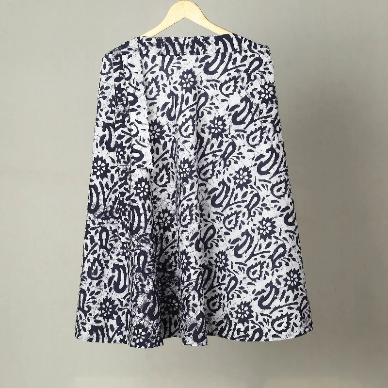 Black - Hand Batik Print Cotton Wrap Around Skirt 35 floral skirt print